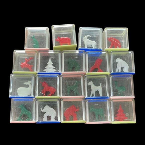 Vintage Kusan Koo Zoo Clear Plastic Blocks Animals Rattle Inside 1950s Toy READ - Picture 10 of 16